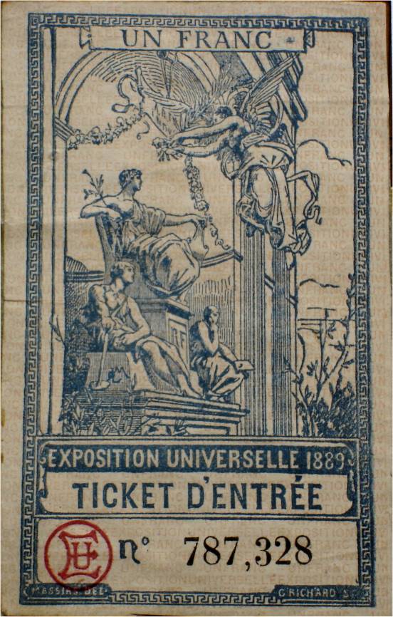 Ticket d'entrée pour l'exposition universelle de 1889
